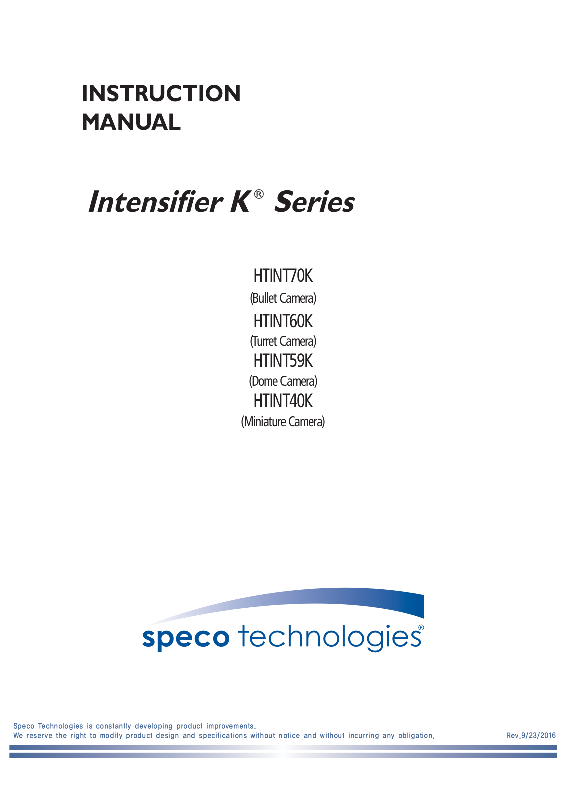 Speco HTINT59K, HTINT60K, HTINT70K User Manual