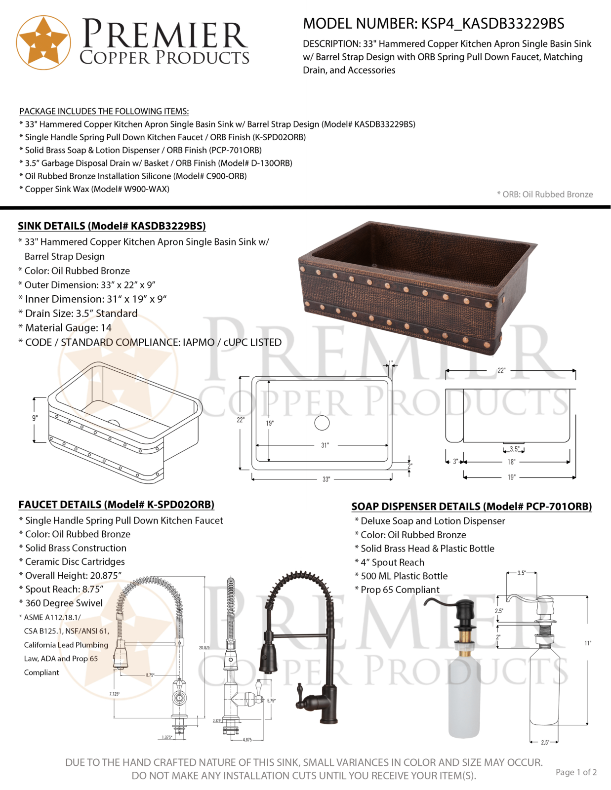 Premier Copper Products IER1669 Specifications - ManualMachine.com