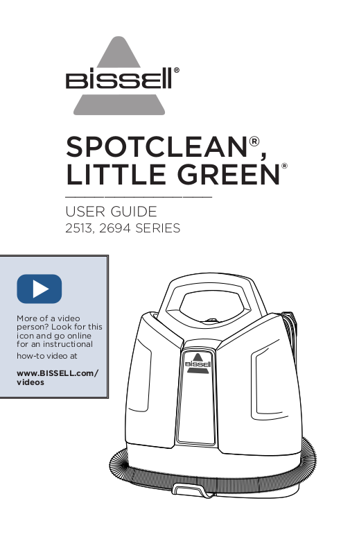 Bissell Spotclean Little Green 2694, Spotclean Little Green 2513 User