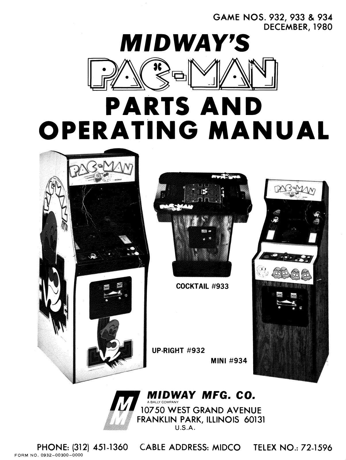 MIDWAY Ms. Pac-Man Operation Manual