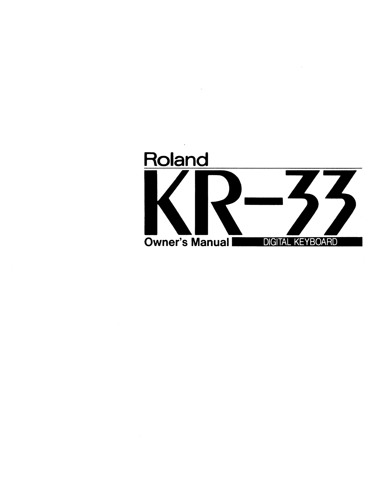 Roland KR 33 Service Manual