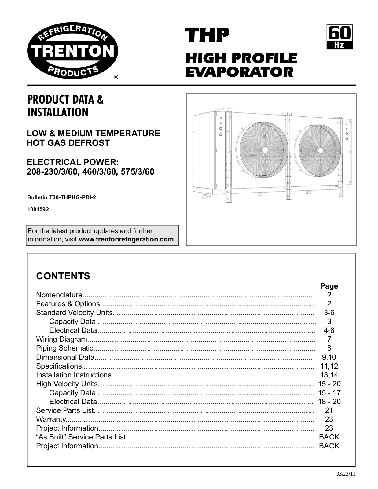 Trenton THP222PG Installation  Manual