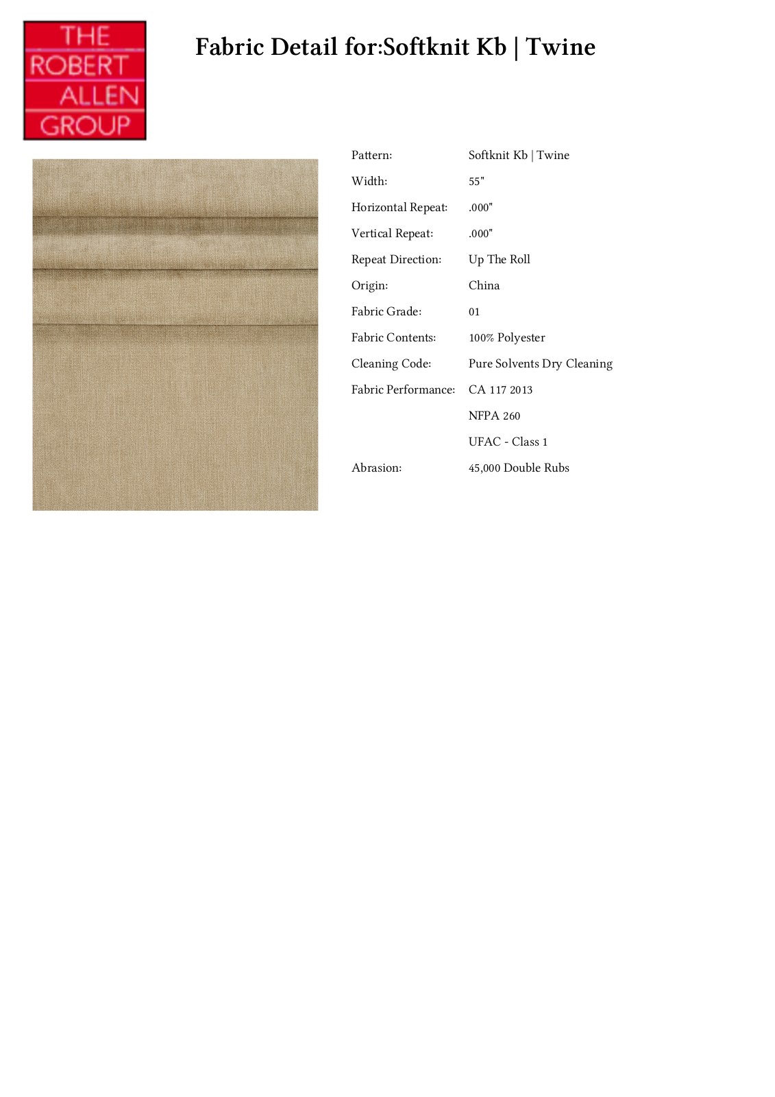 Robert Allen RALF1596 Specifications