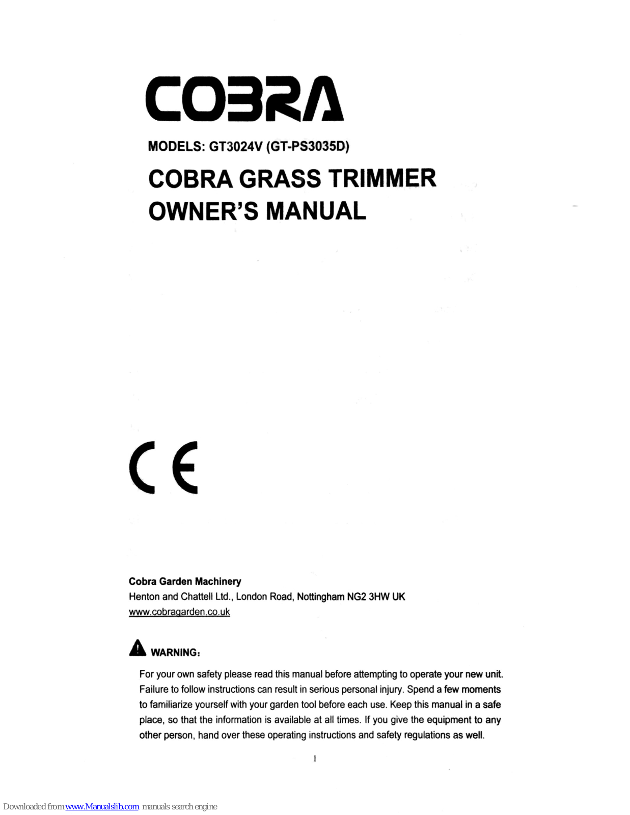 Cobra GT3024V Owner's Manual