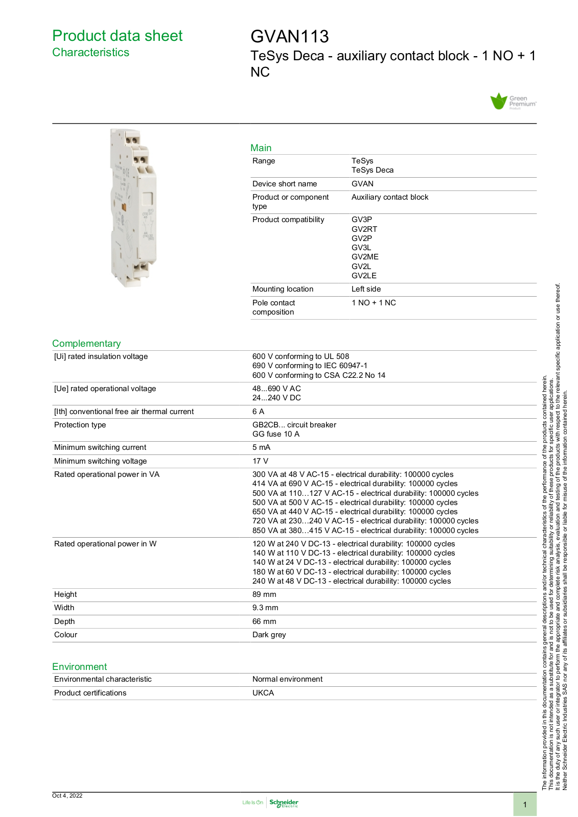 SCHNEIDER ELECTRIC GVAN113 Datasheet - ManualMachine.com