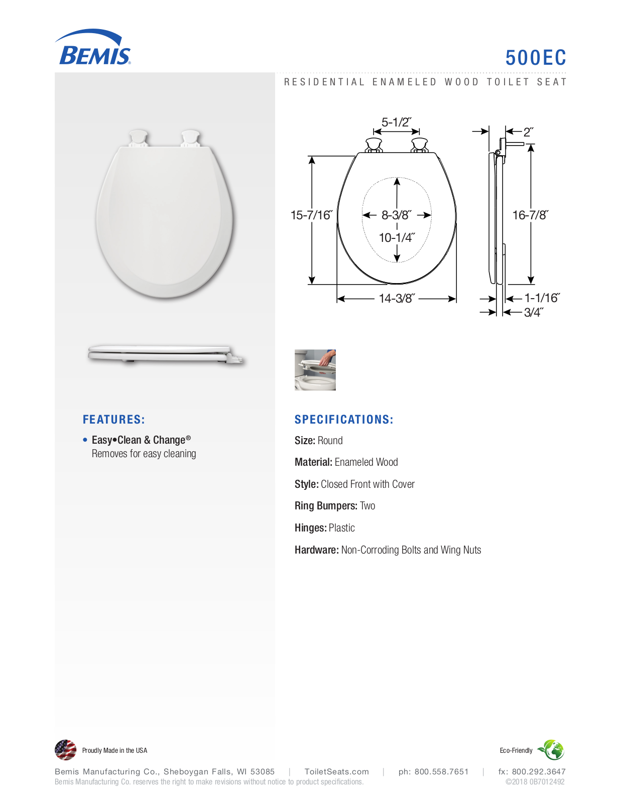 Bemis RCH10041 Specifications - ManualMachine.com