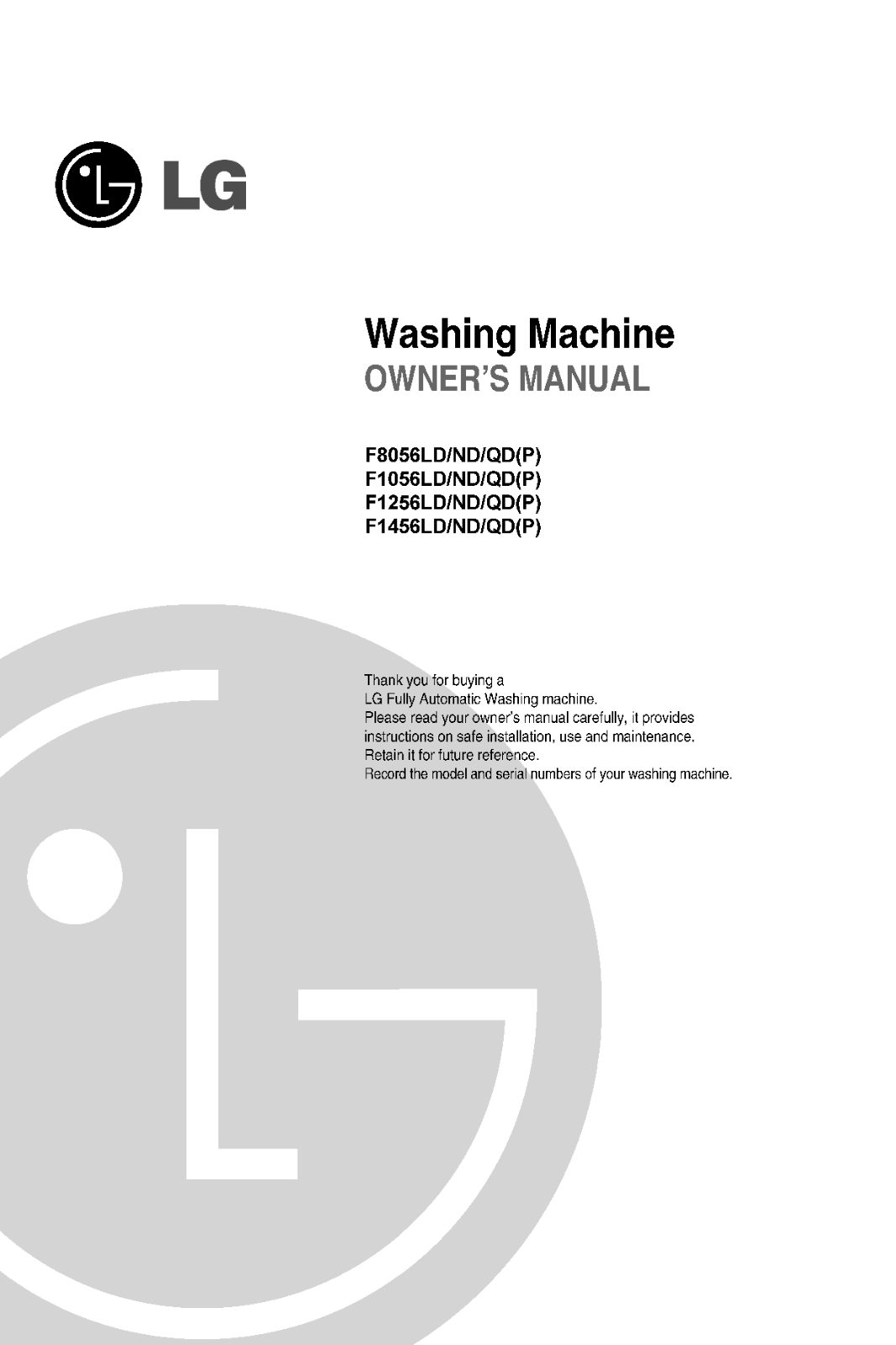 LG F-1456ND, F-1056ND, F-1256ND User Manual