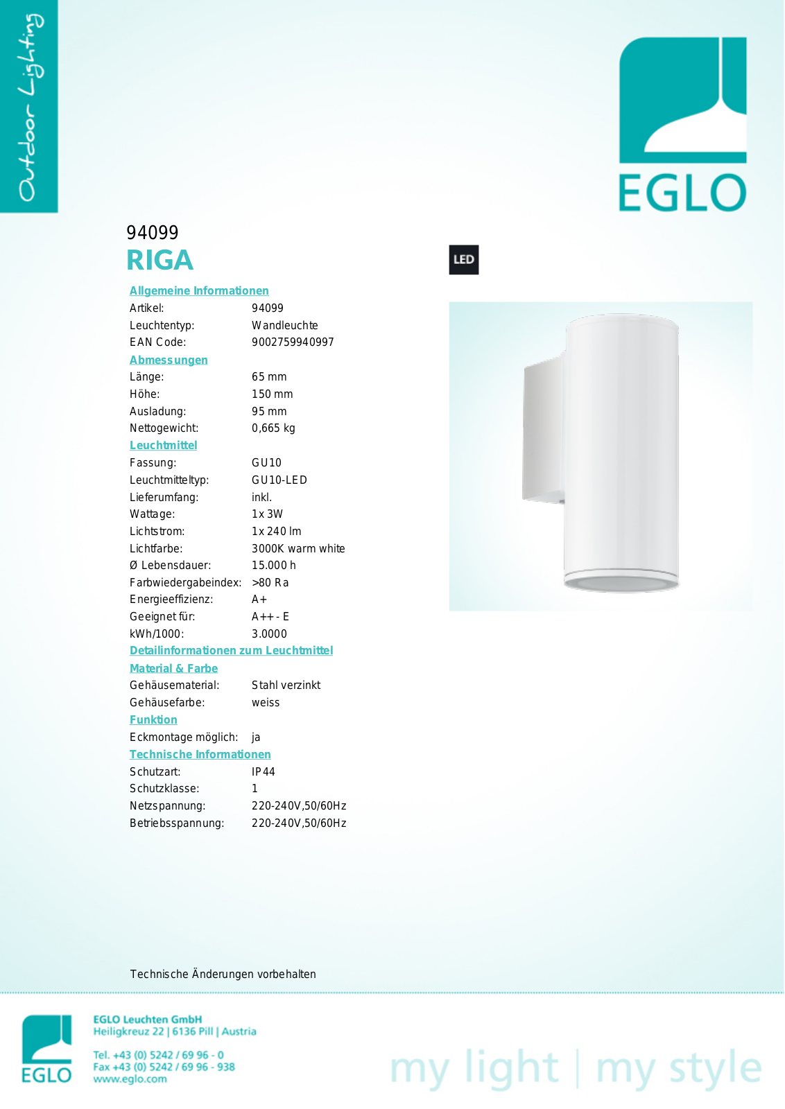 Eglo 94099 Service Manual