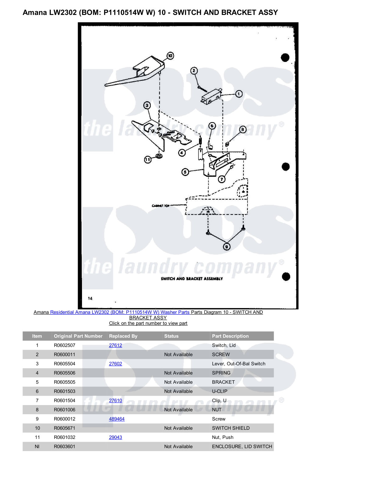 Amana LW2302 Parts Diagram