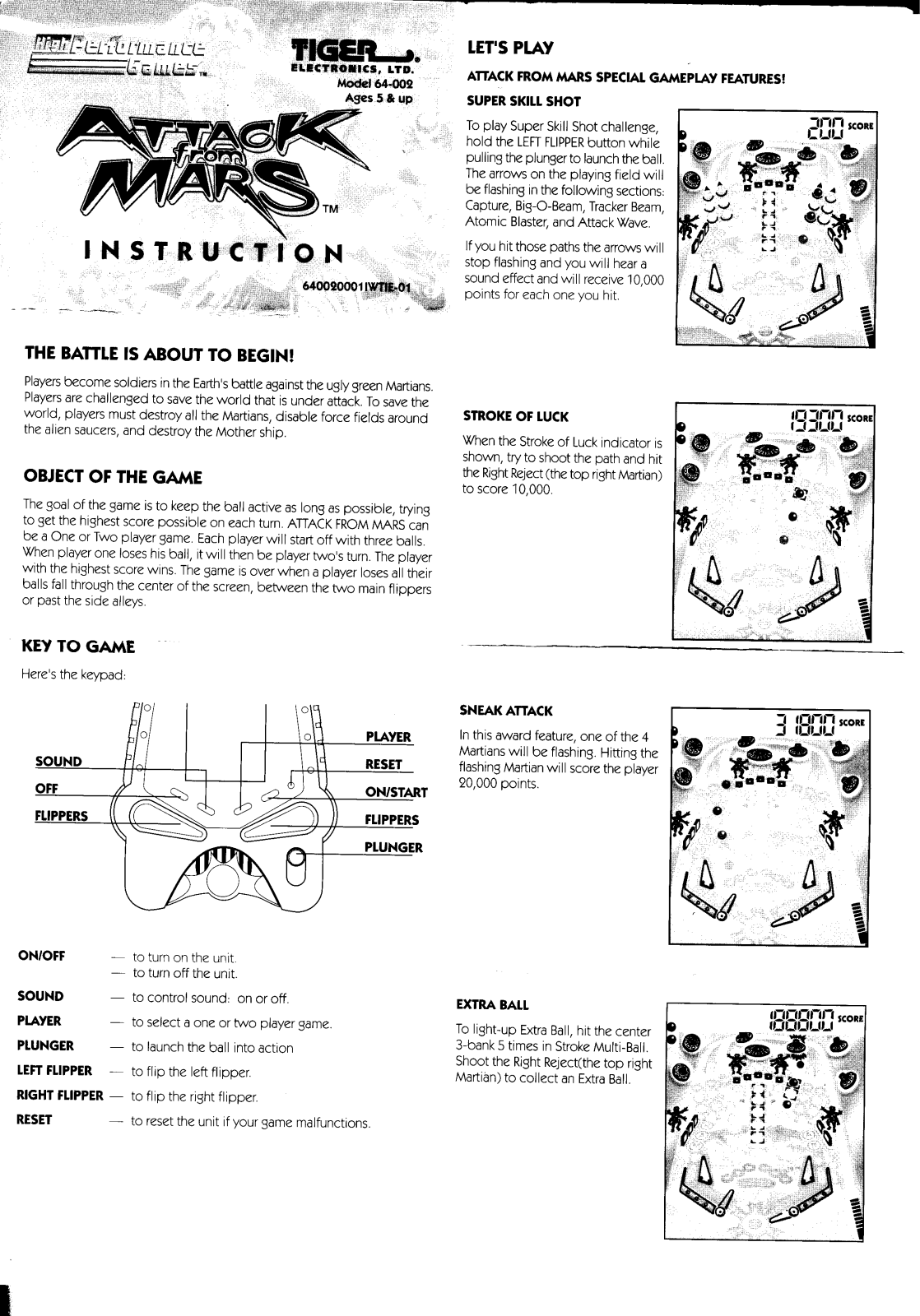 HASBRO Attack from Mars User Manual