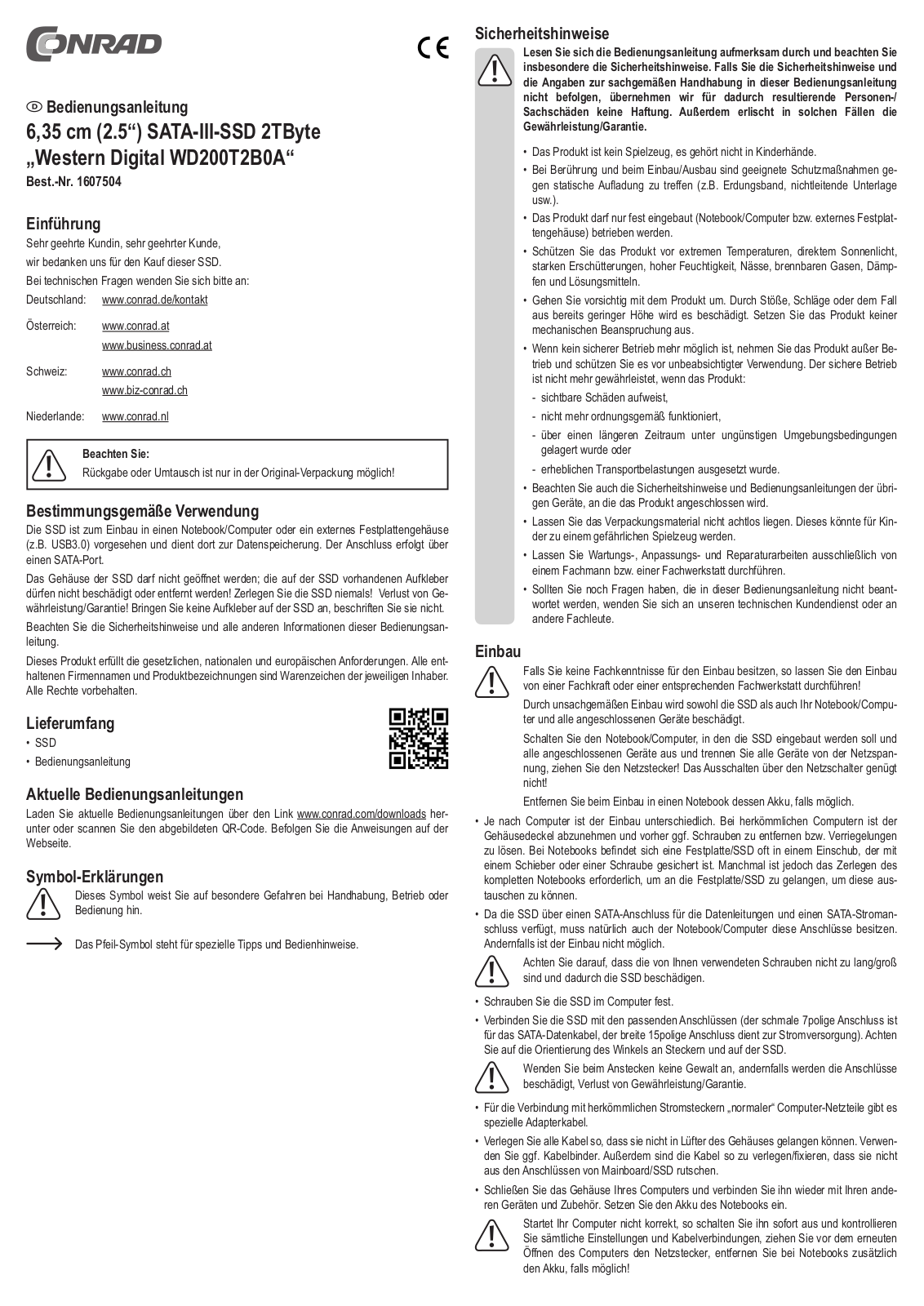 Conrad WDS200T2B0A Operation Manual