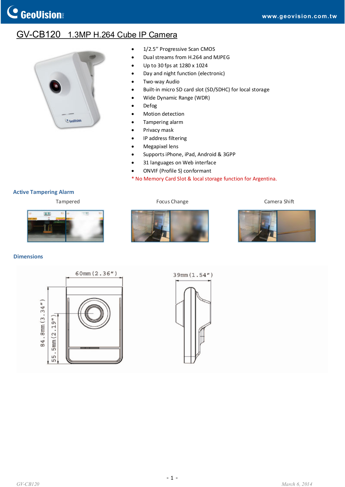 GeoVision CB120 User Manual