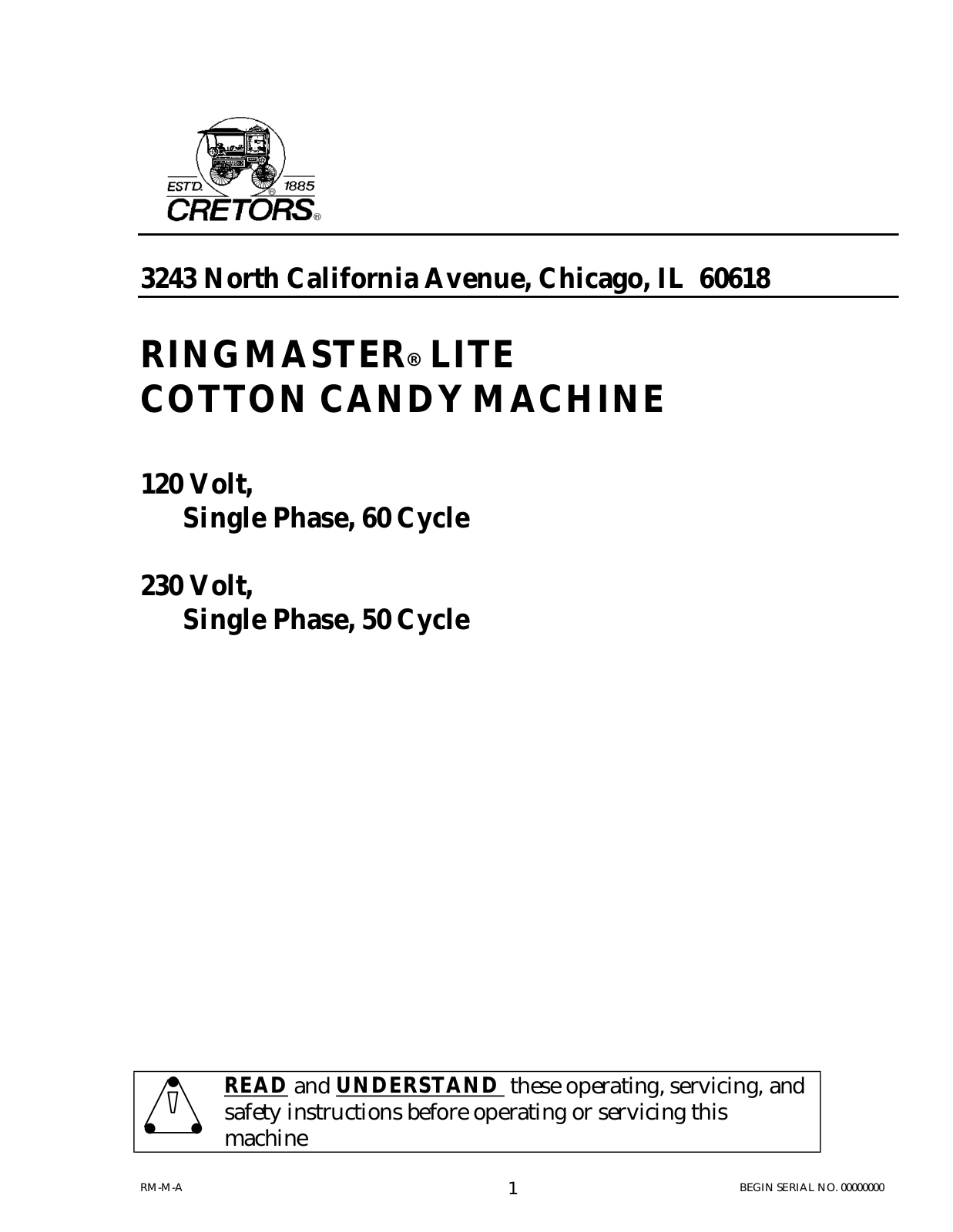 Cretors RML Installation  Manual - ManualMachine.com