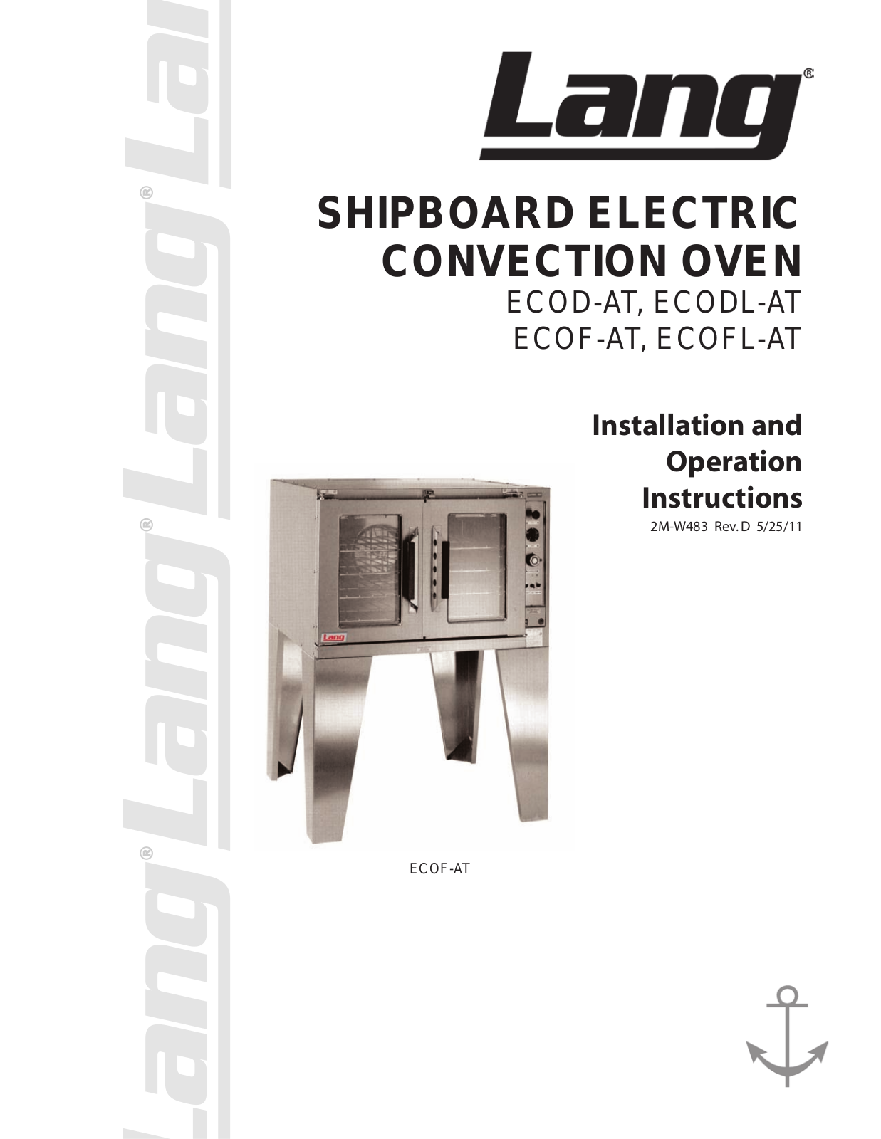 Lang Manufacturing ECO-6M Installation  Manual