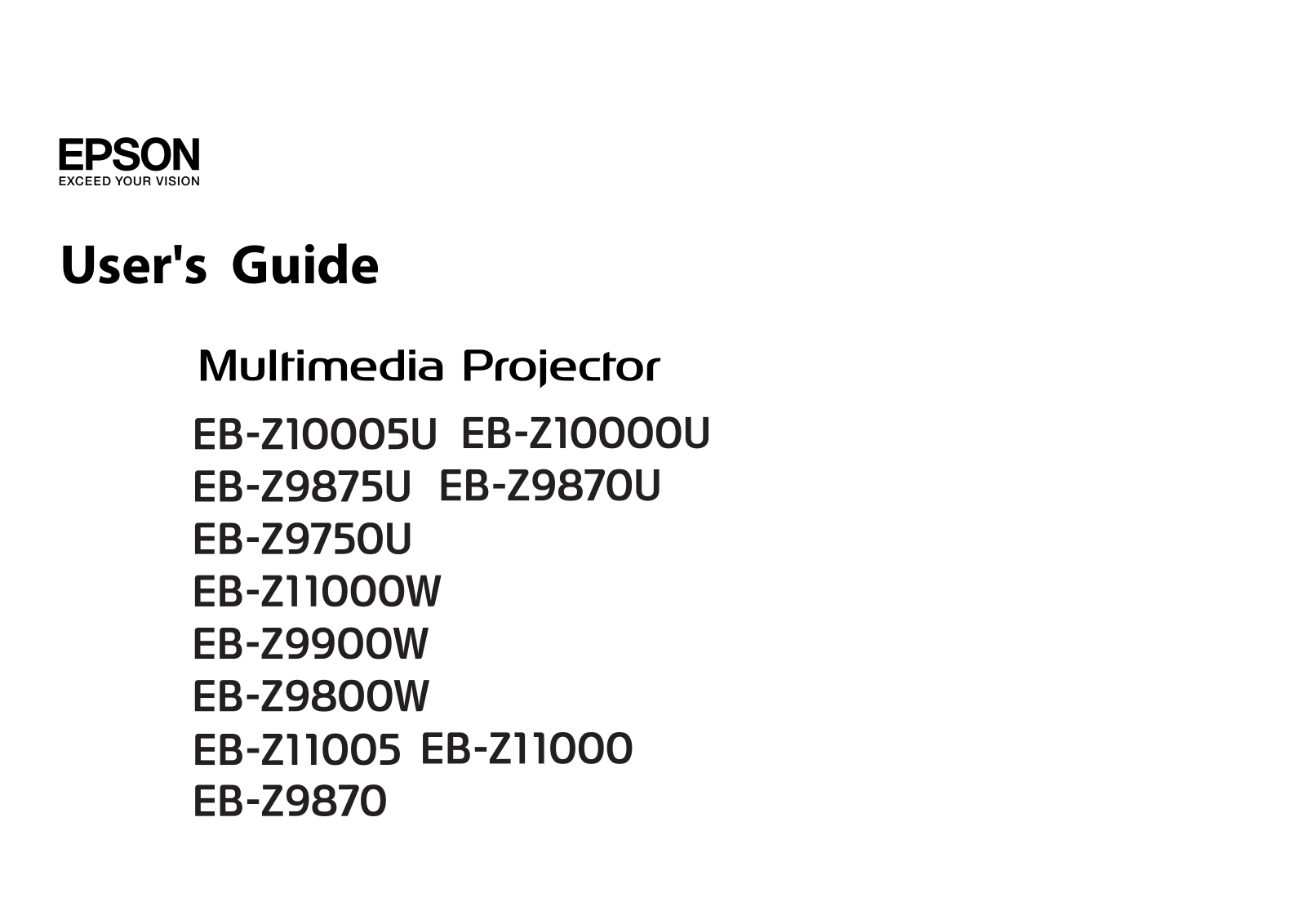 Epson EB-Z9900W, EB-Z11005, EB-Z11000W, EB-Z10000U User Manual
