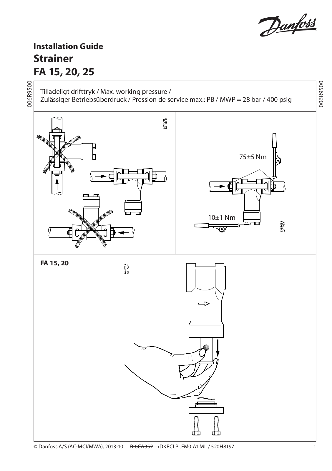 Danfoss FA 15, FA 20, FA 25 Installation guide