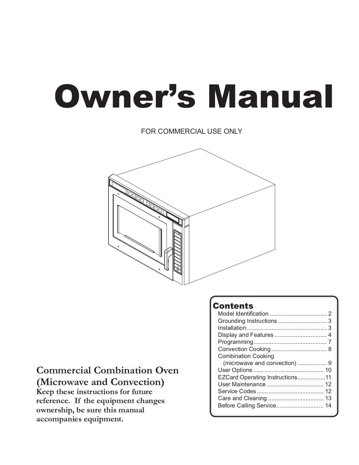 Amana Menumaster MCE14B, UCA2000, ACE14SBA Operator’s Manual