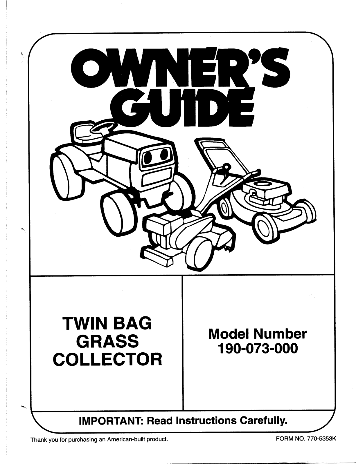 Mtd OEM-190-073 INSTRUCTIONS MANUAL