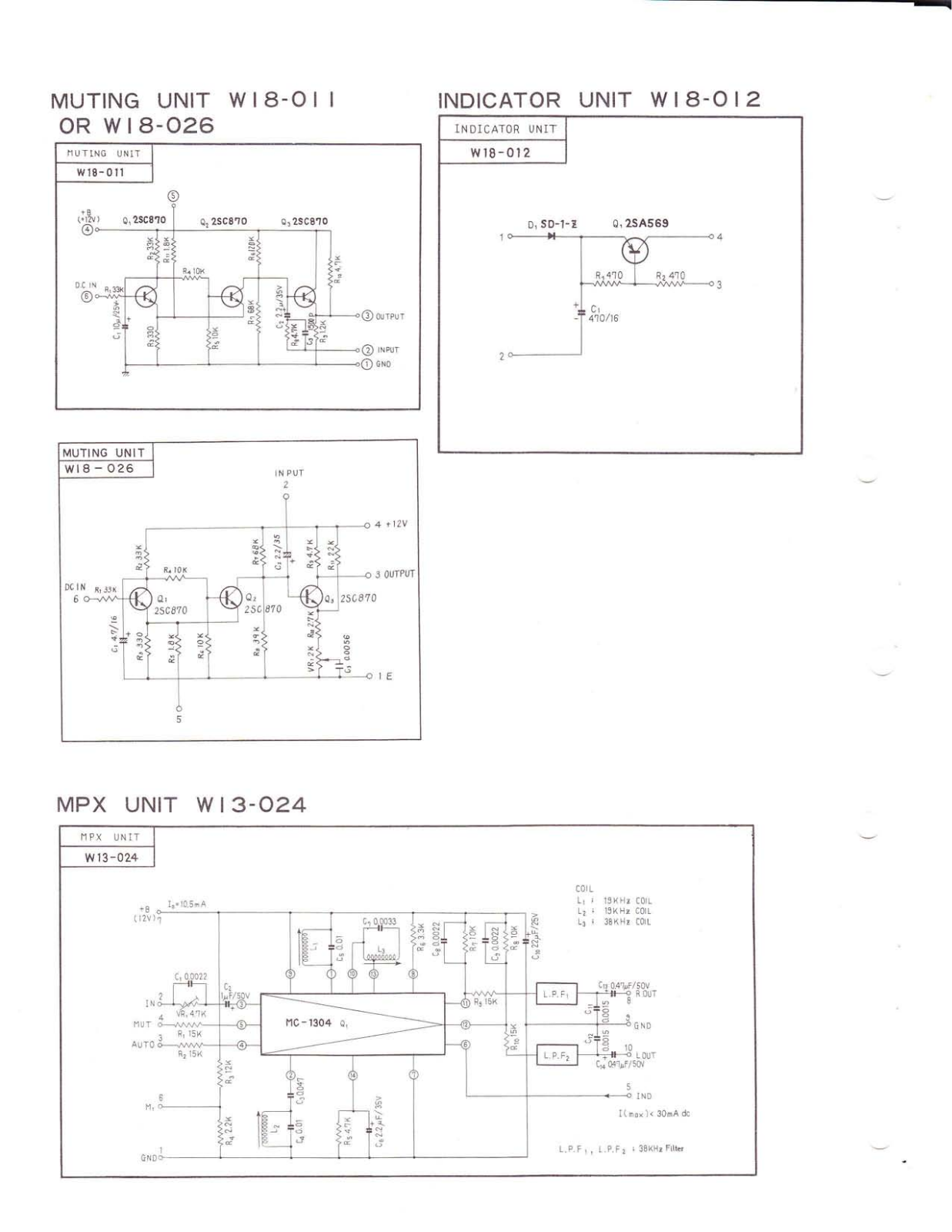 Pioneer W18-011, W18-026, W18-012, W13-024 Schematic