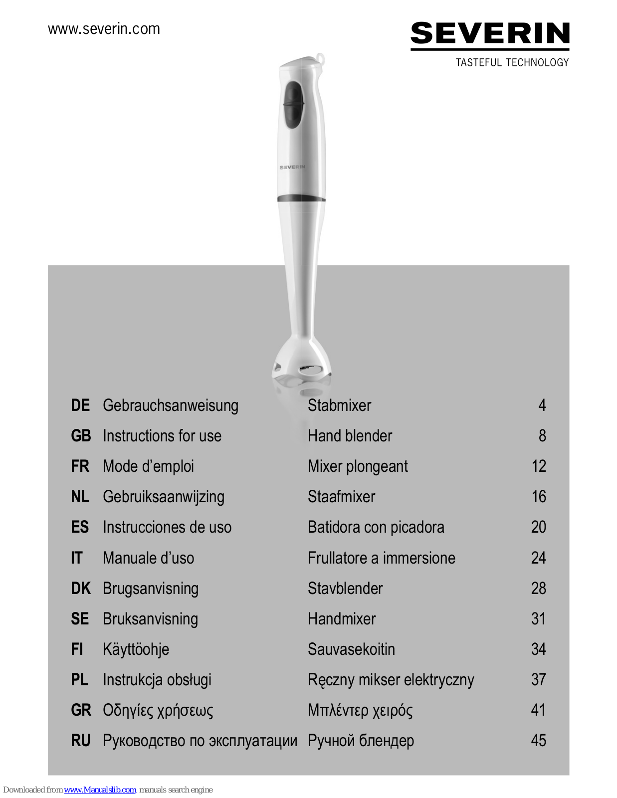 SEVERIN SM 3730, 3732 Instructions For Use Manual