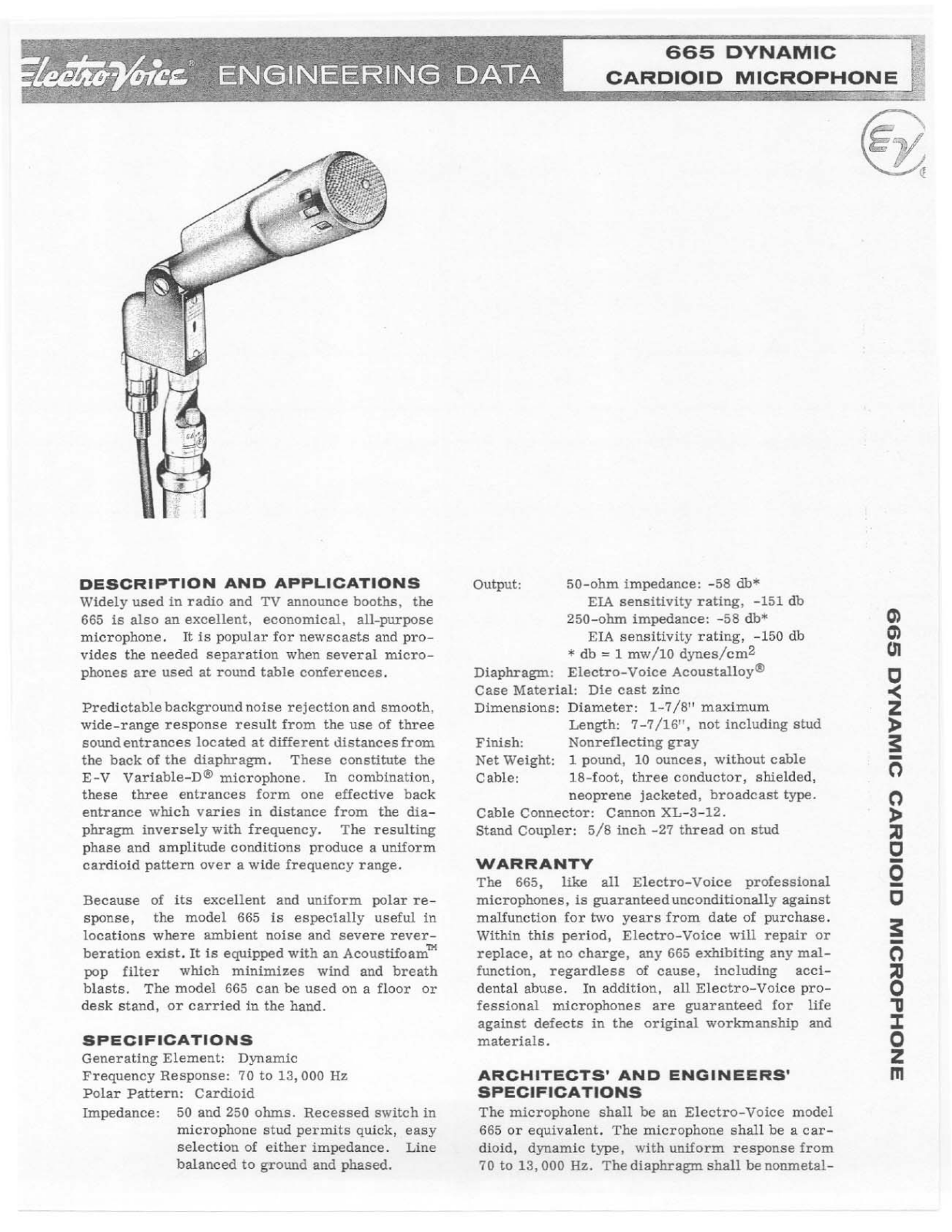 Electro-voice 665 DATASHEET