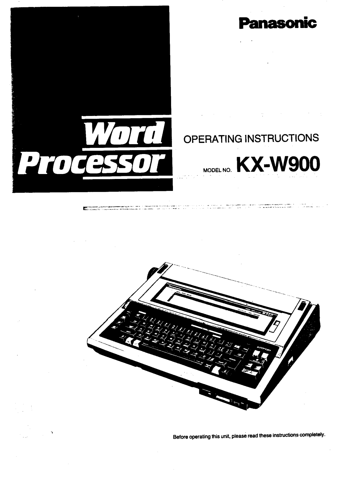 Panasonic KX-W900 User Manual