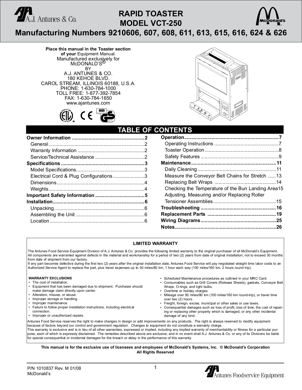 Antunes VCT-250 Installation Manual