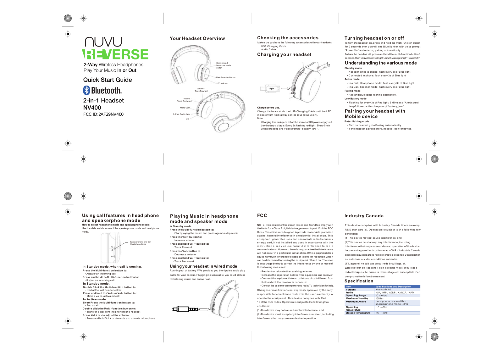 Nuvu NV400 Users Manual