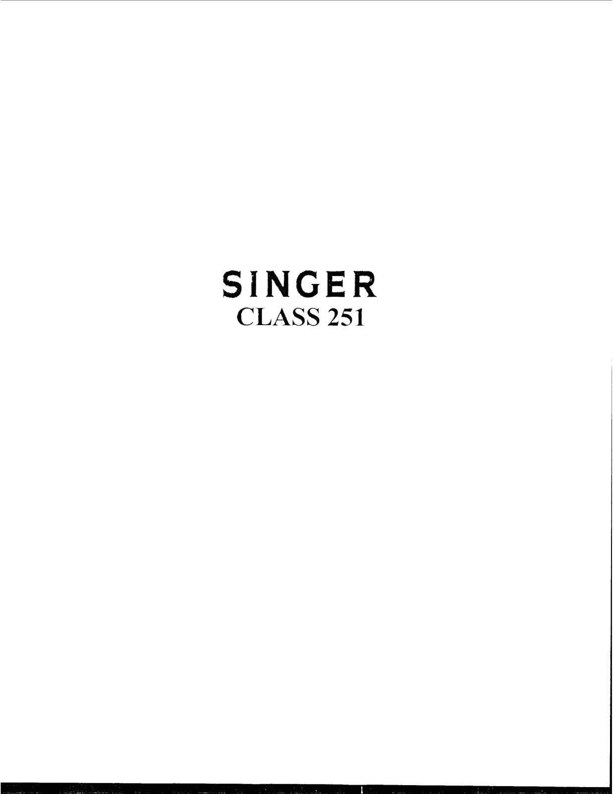 Singer 251 CLASS Service Manual