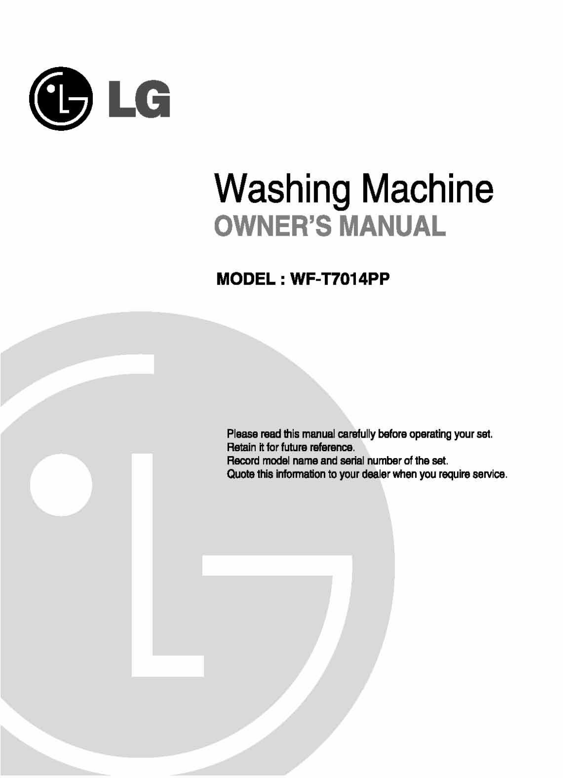 LG WF-5745TPP Owner's Manual