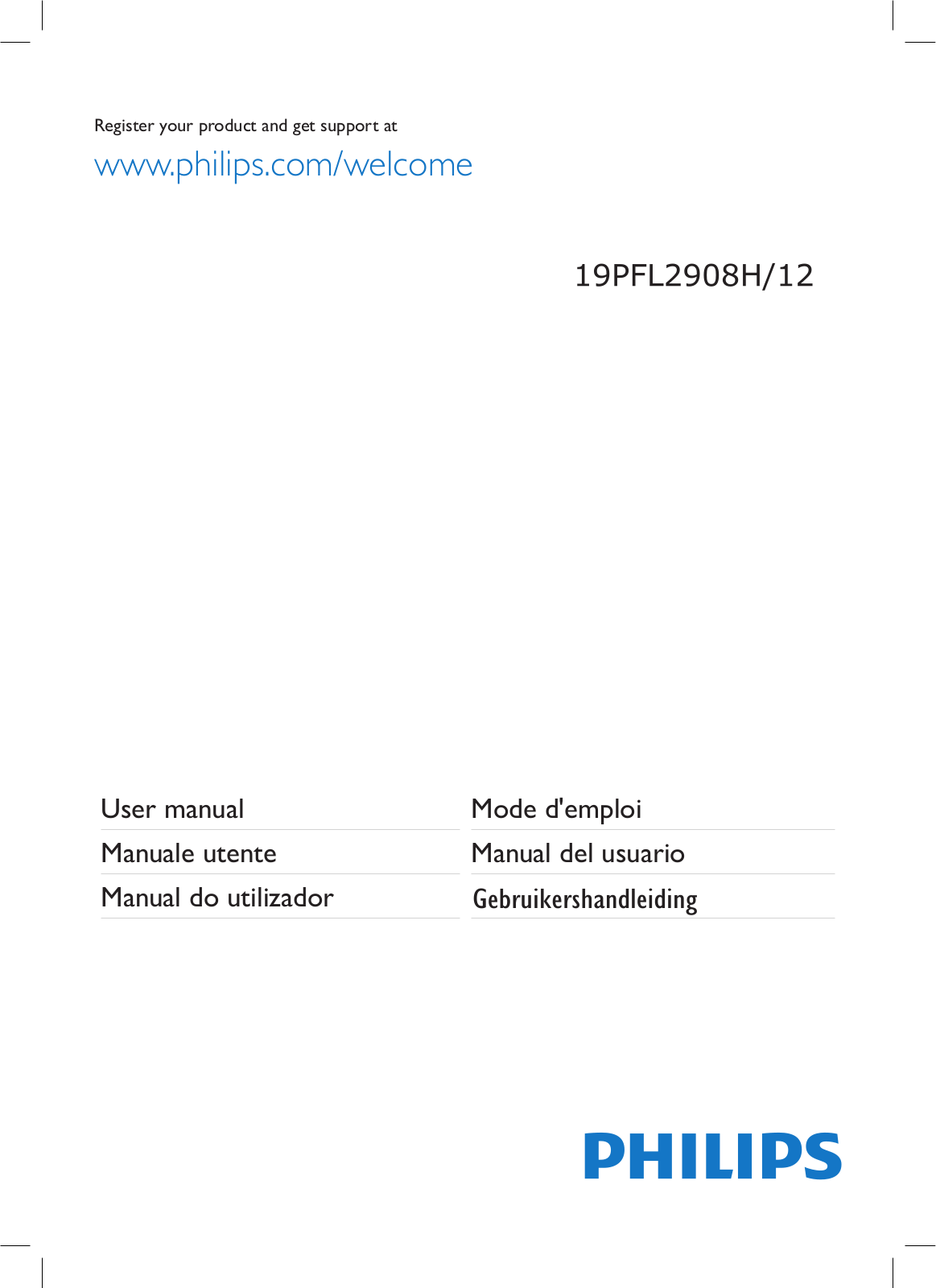 PHILIPS 19PFL2908H User Manual