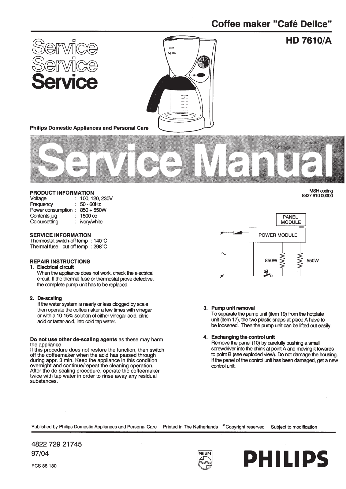 Philips HD 7610-A Service Manual