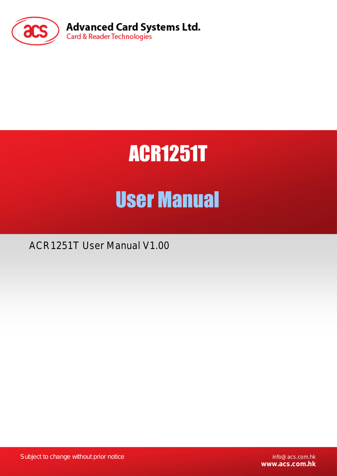 Advanced Card Systems ACR1251T User Manual