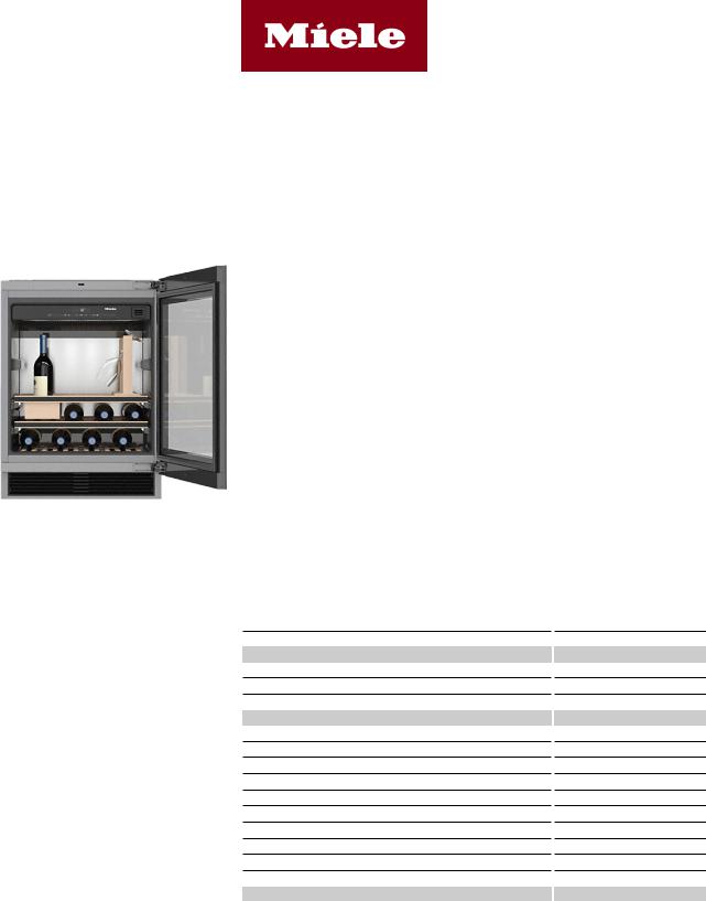 Miele KWT 6312 UGS Specification Sheet