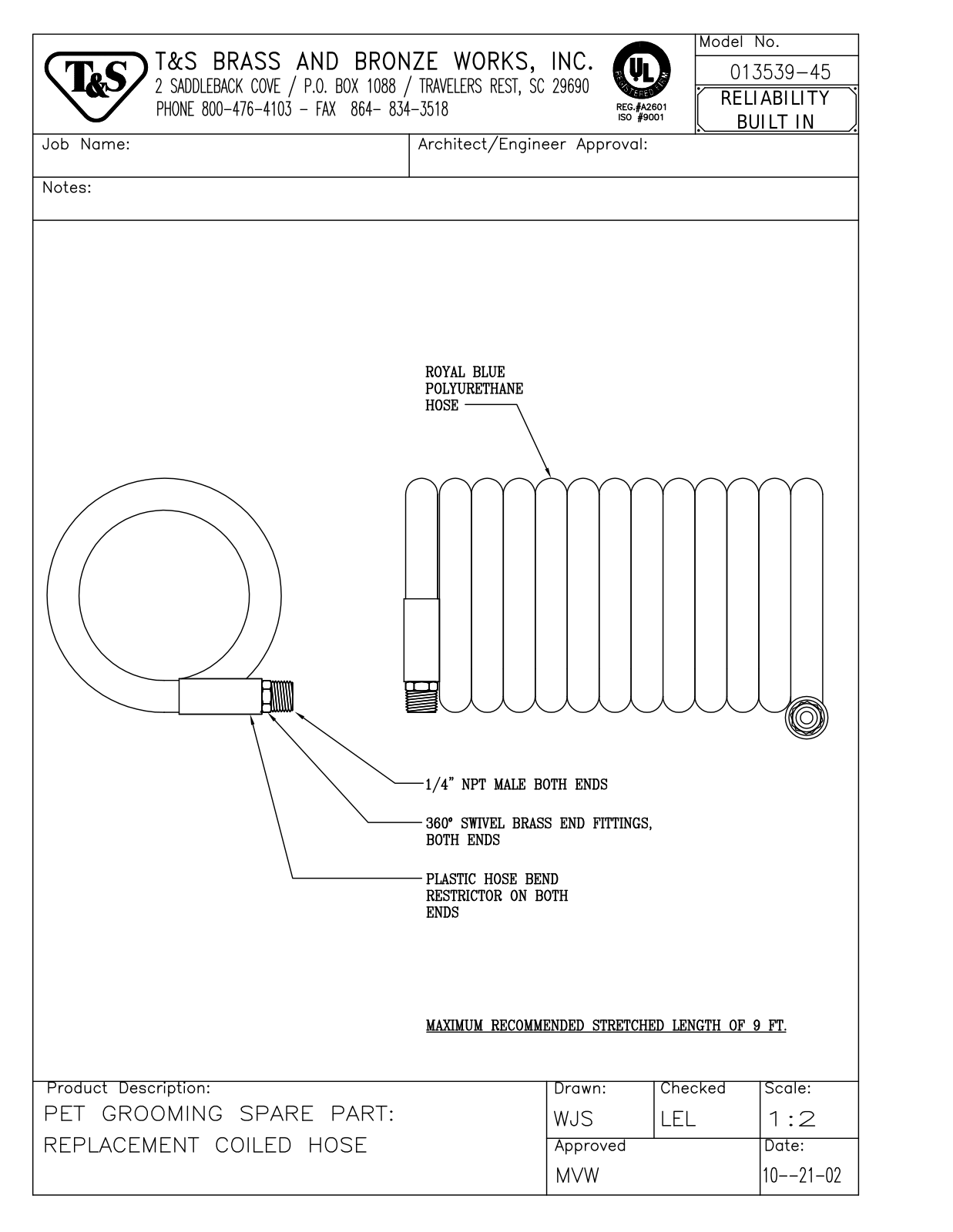 T&S Brass 013539-45 User Manual