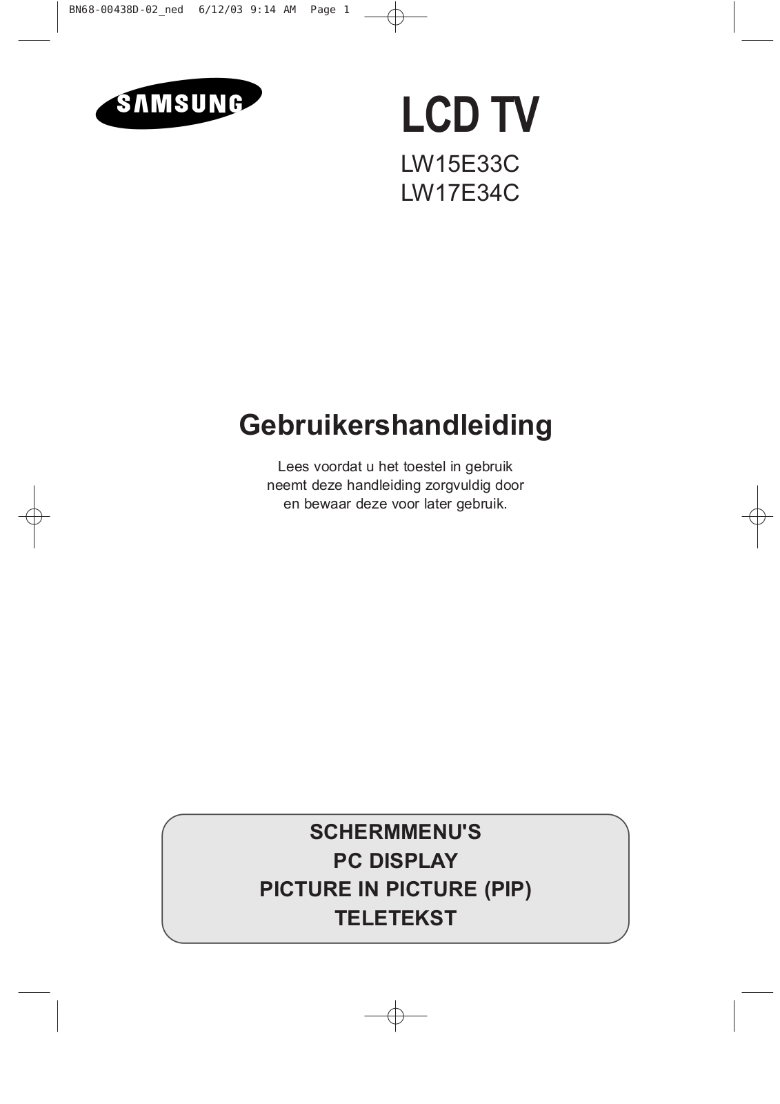 Samsung LW15E33C, LW17E34C User Manual