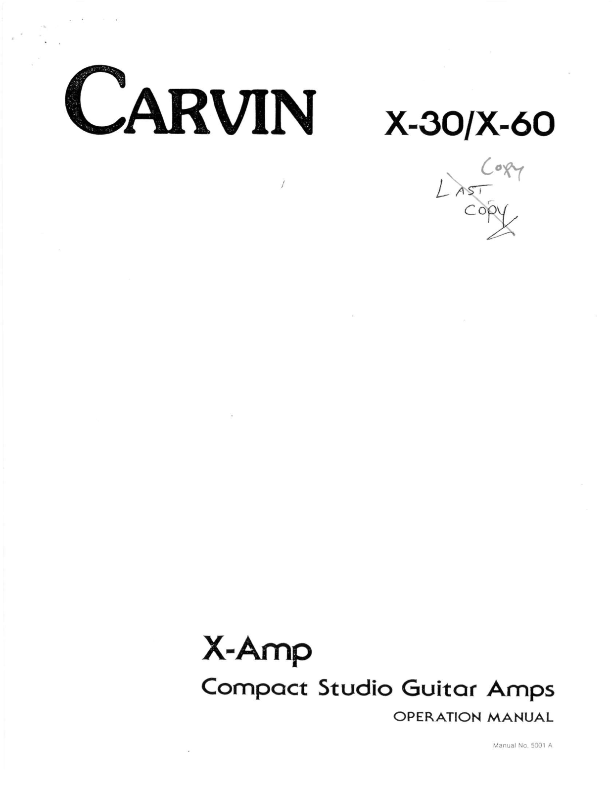 Carvin X60, X30 Owner's Manual