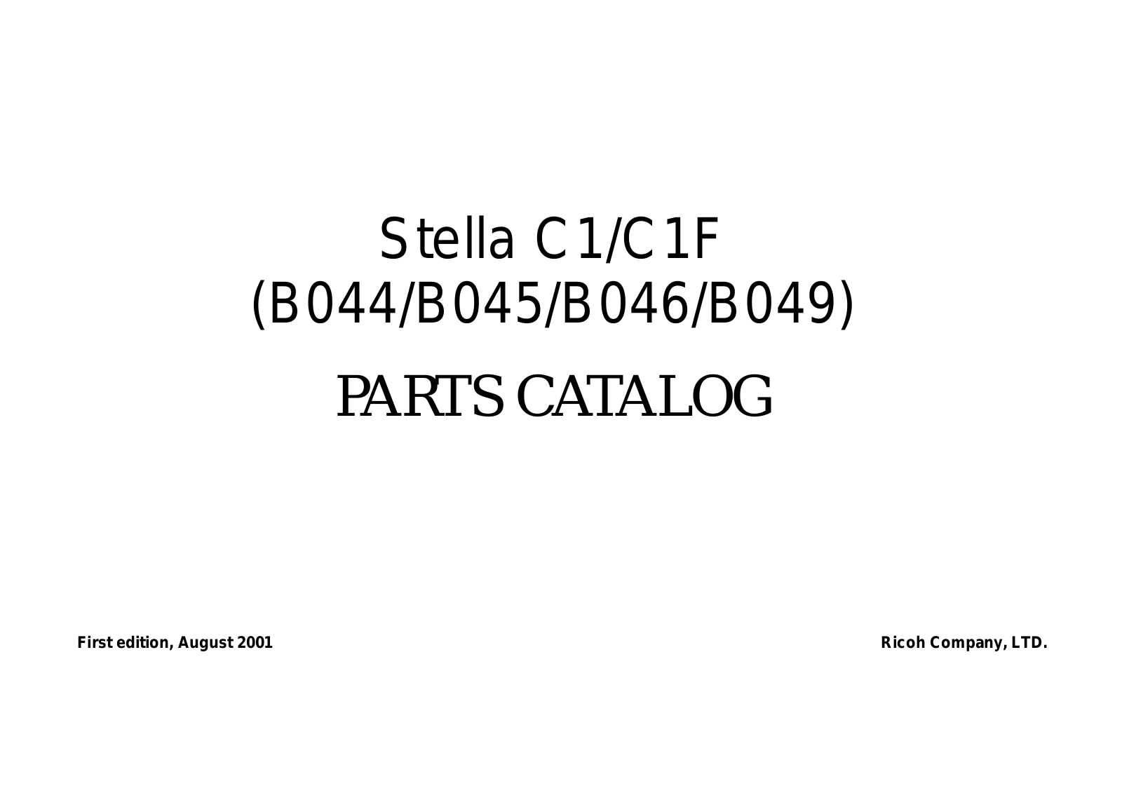 Ricoh B044, Stella C1, A 1013, B045, B046 Service Manual