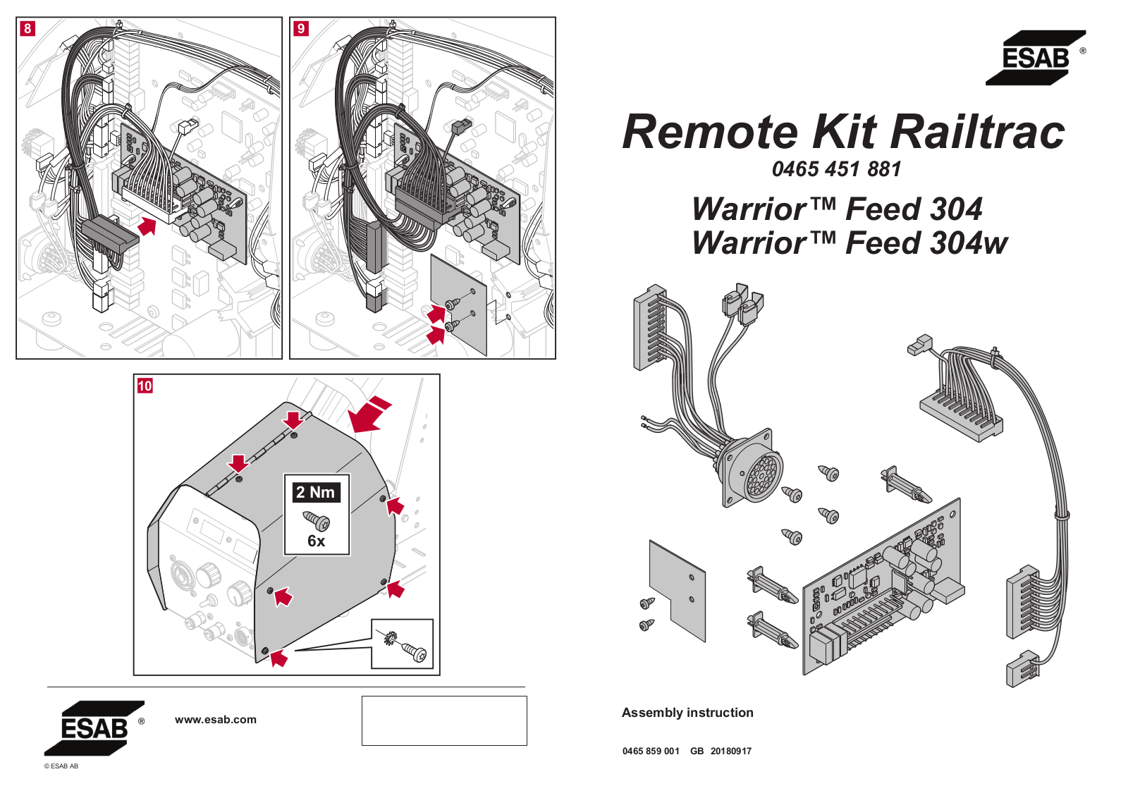 ESAB Remote Kit Railtrac Assembly instruction