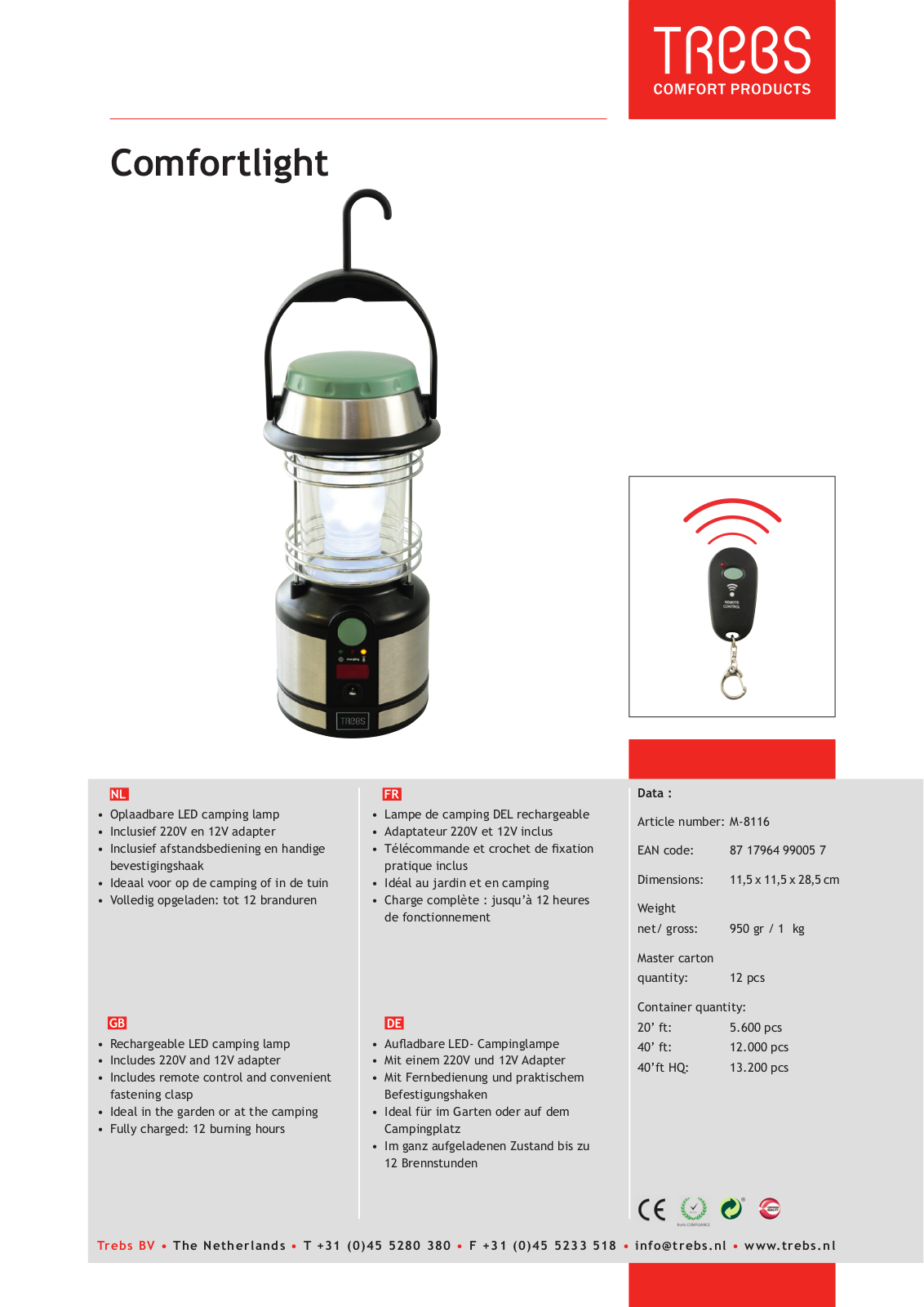 TREBS Comfortlight Technical data