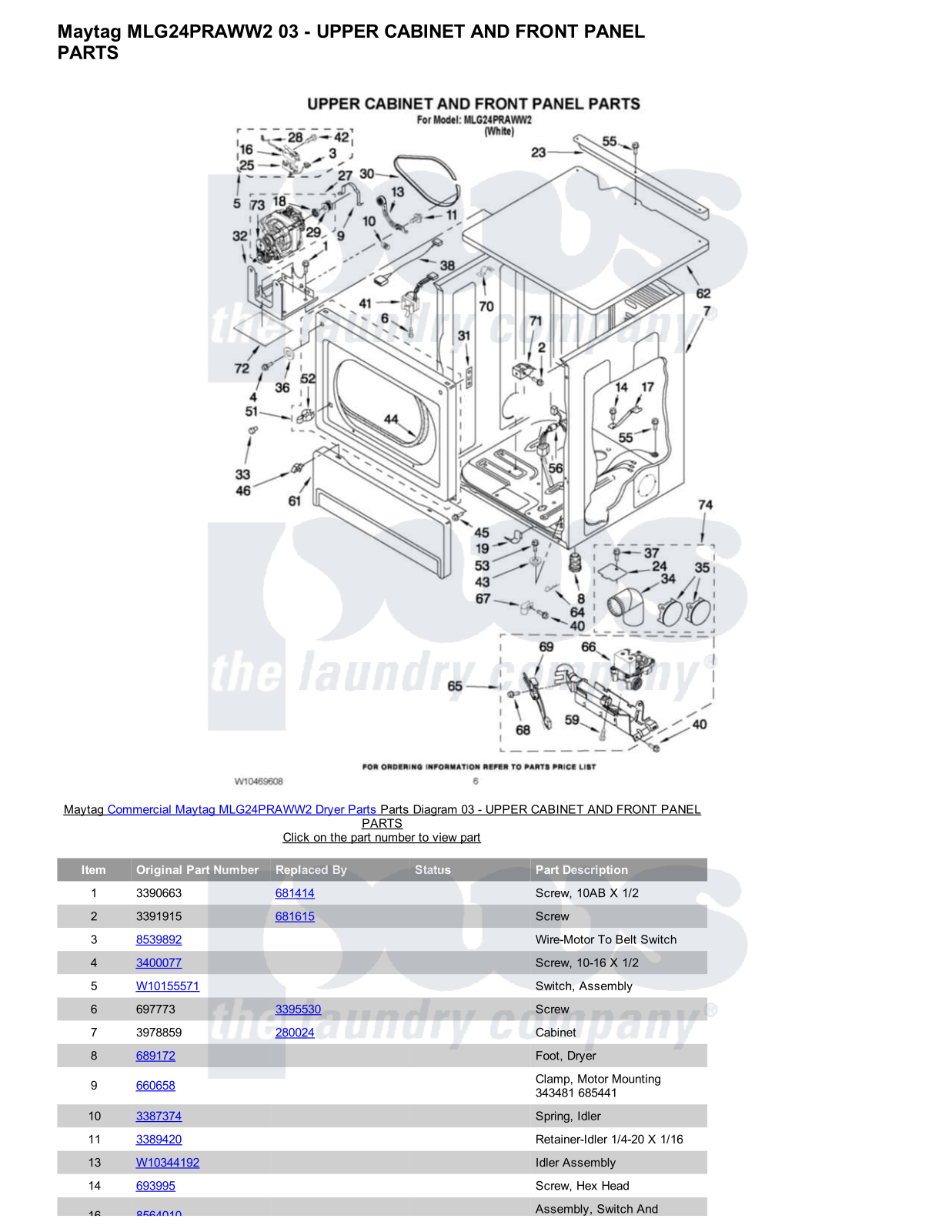 Maytag MLG24PRAWW2 Parts Diagram