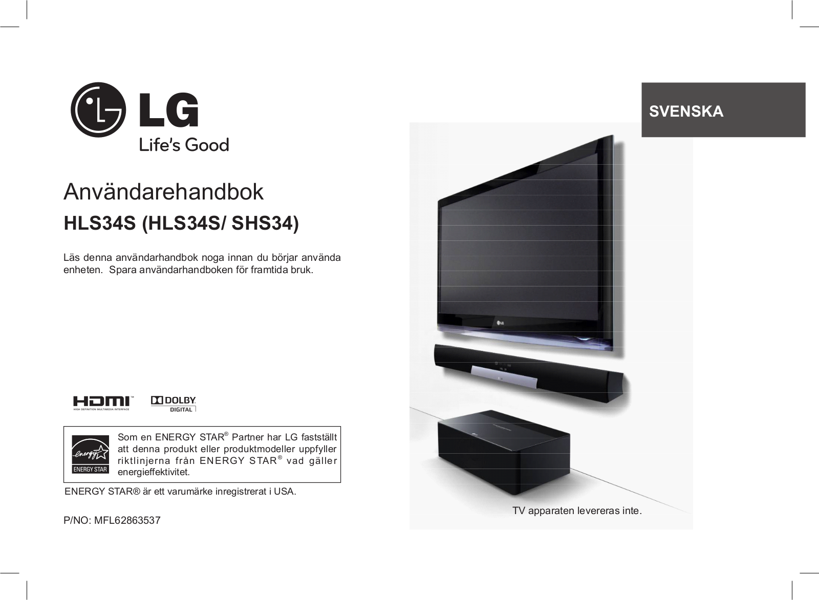 Lg HLS34S User Manual