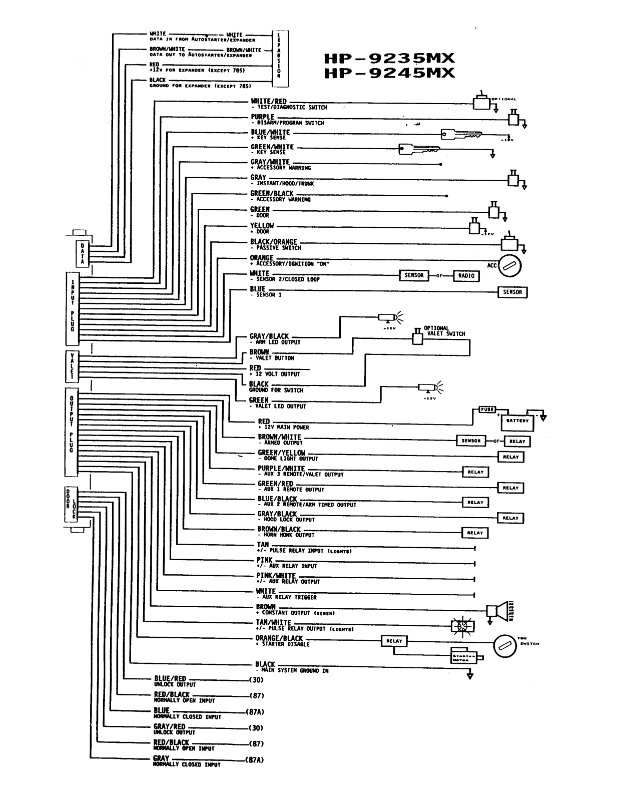 Crimestopper HP-9235MX Wiring Diagram