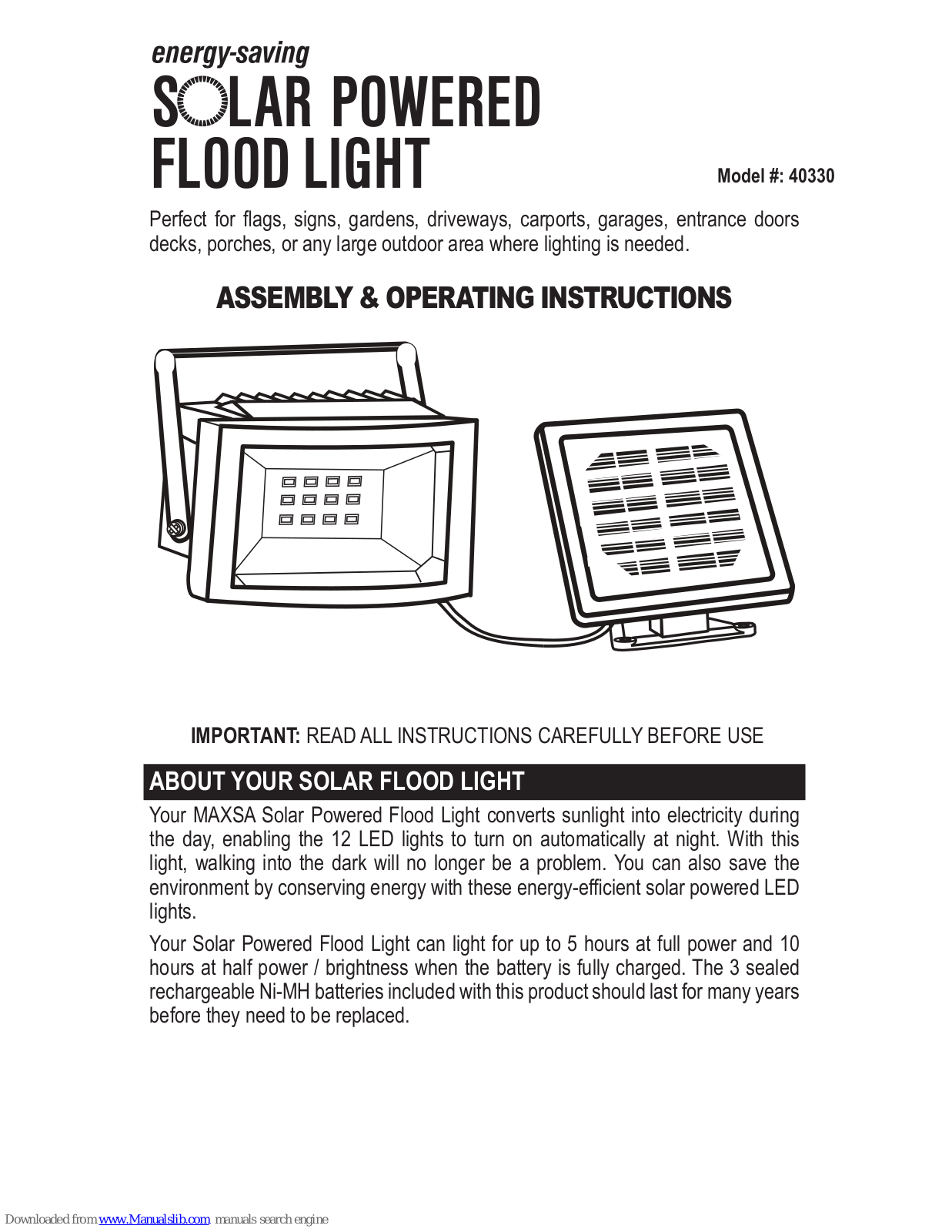 MAXSA 40330 Operating Instructions