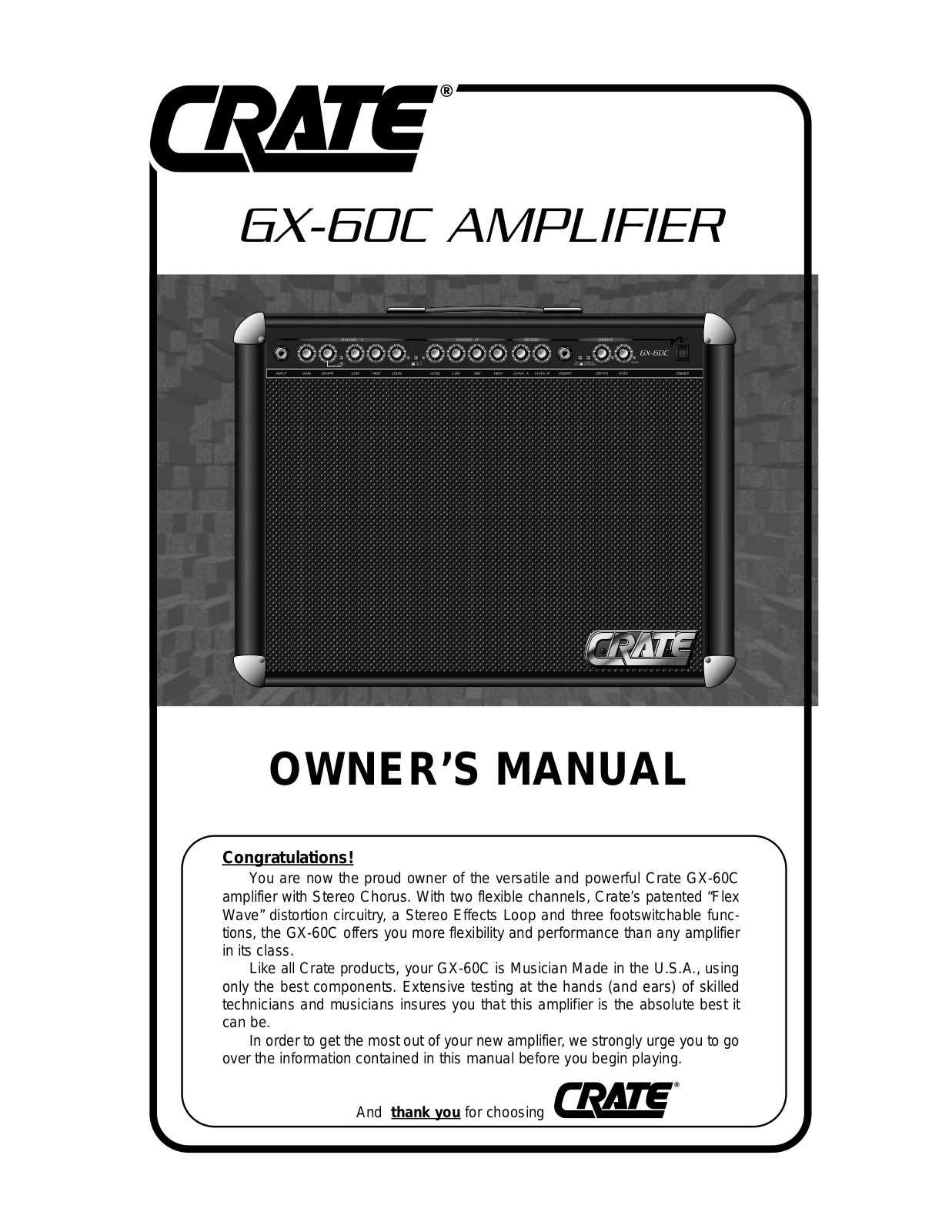 Crate Amplifiers GX-60C User Manual