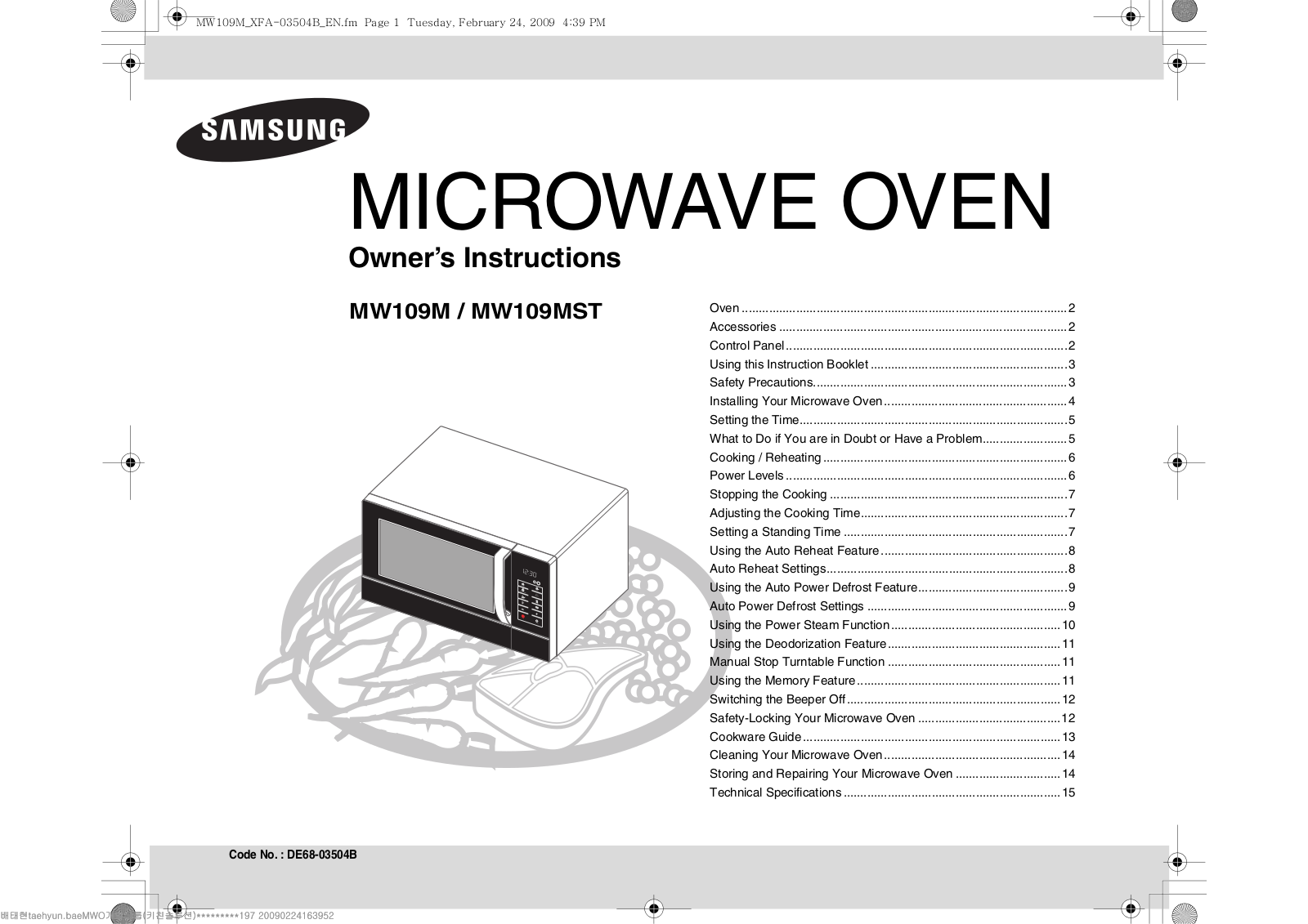 Samsung MW109MST User Manual