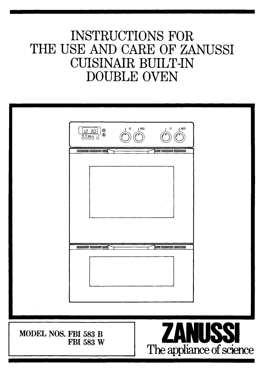 Zanussi FBI 583 B, FBI 583 W Instruction Manual