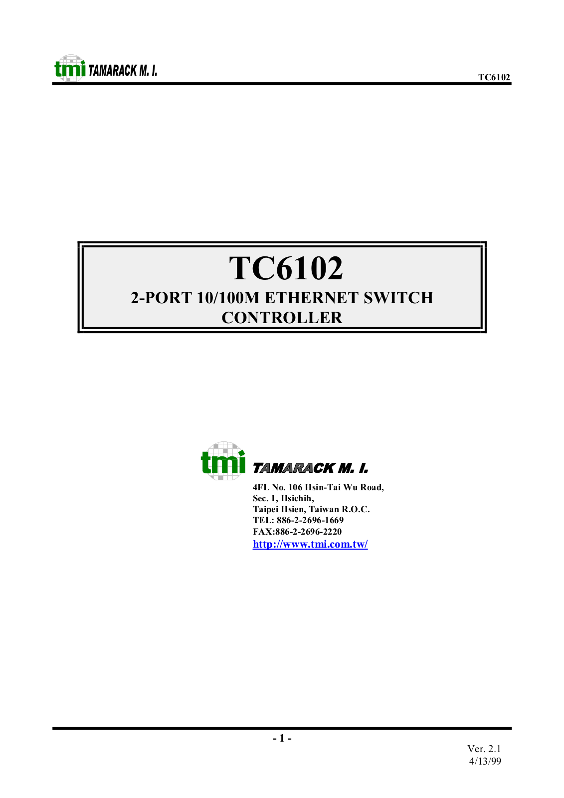 TMI TAMARACK TC6102 Datasheet