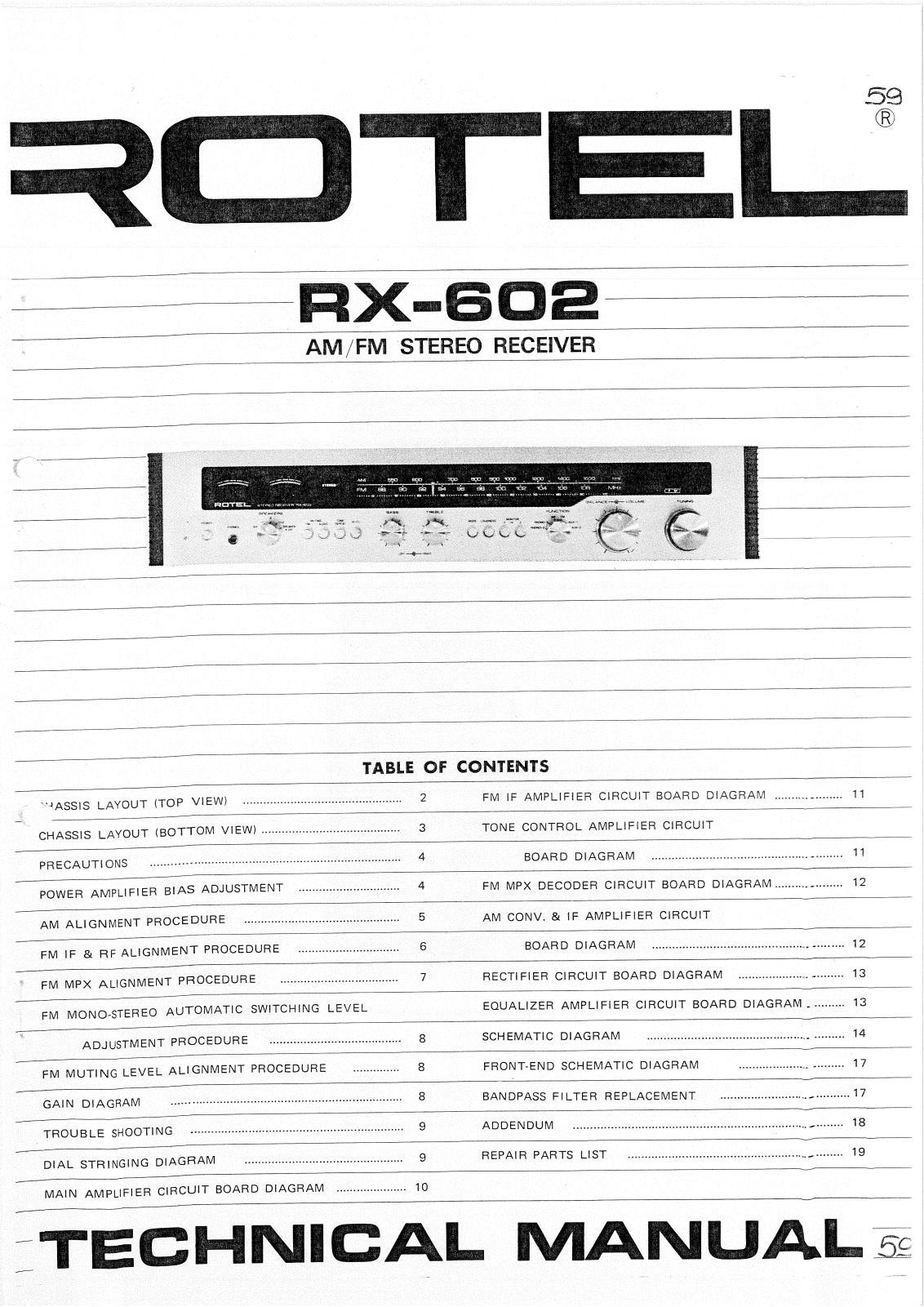 Rotel RX-602 Service manual