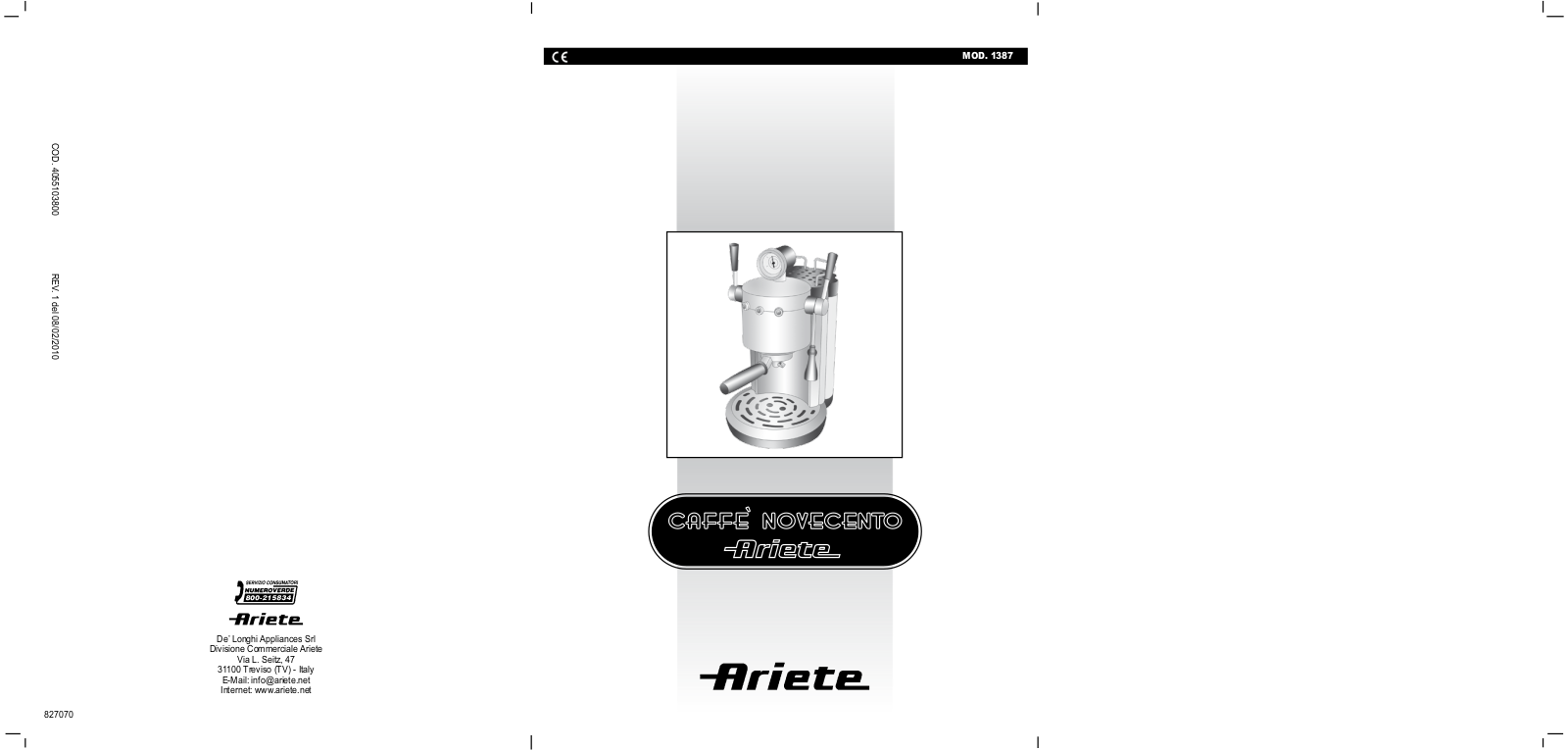 Ariete 1387 User Manual